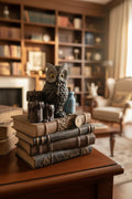 Hibou décoratif assis sur des livres – Figurine, pièce de collection