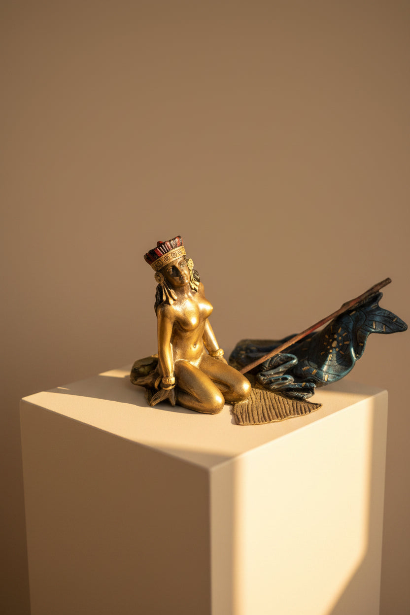 Wiener Top Bronze Lady auf Stuhl Bewacht