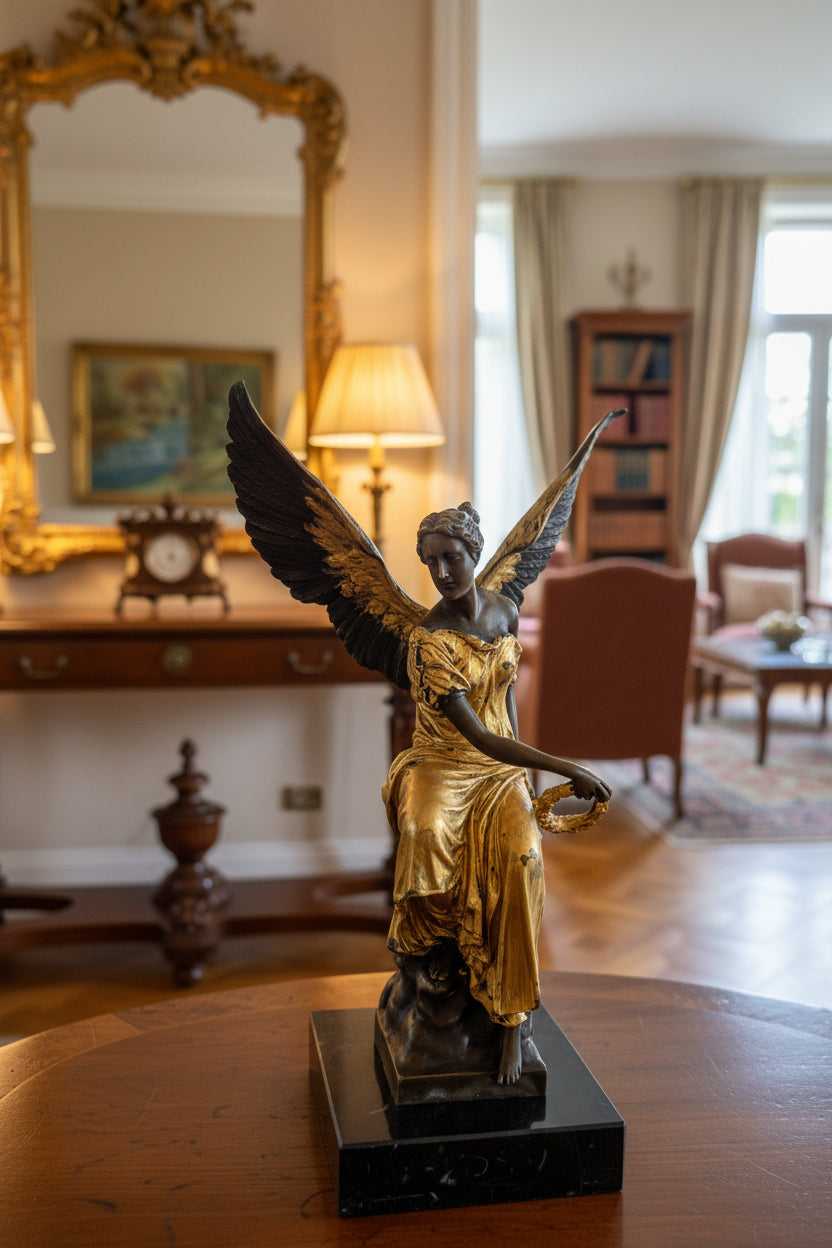 Figurine d'ange en bronze doré – Pièce de collection raffinée, Antique