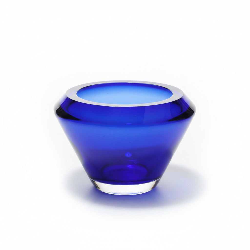 Coupe en verre antique – Bleue, teintée dans la masse – Vase ou chandelier