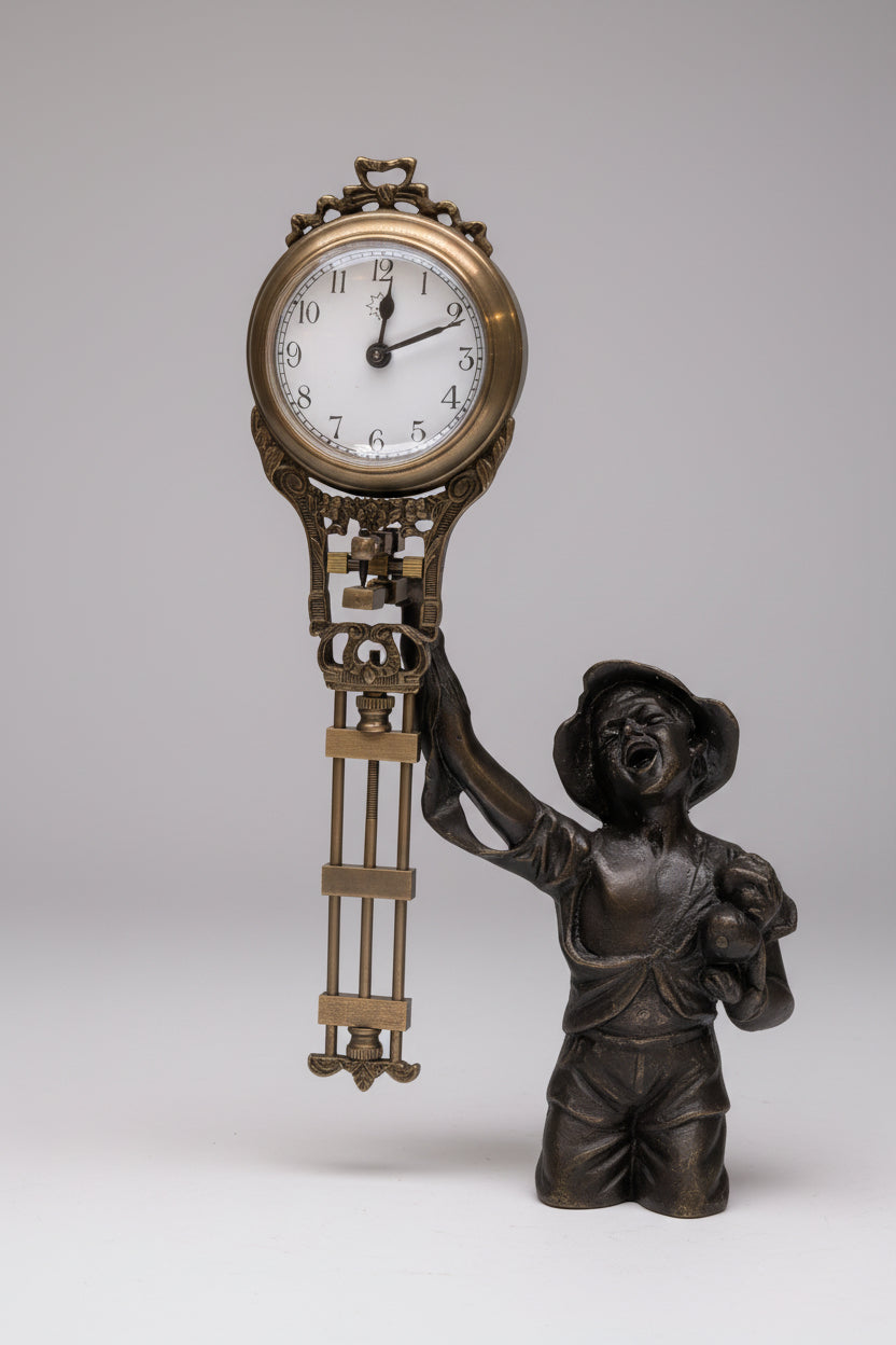 Schwingpendeluhr Jugendstil – Dame mit Traube, Funktionsfähig, 38 cm