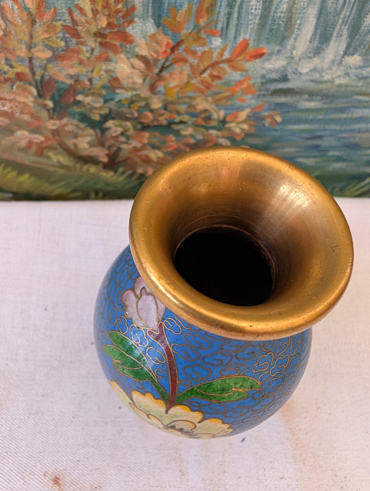 Cloisonné Vase 14 cm – Antike Emaillearbeit