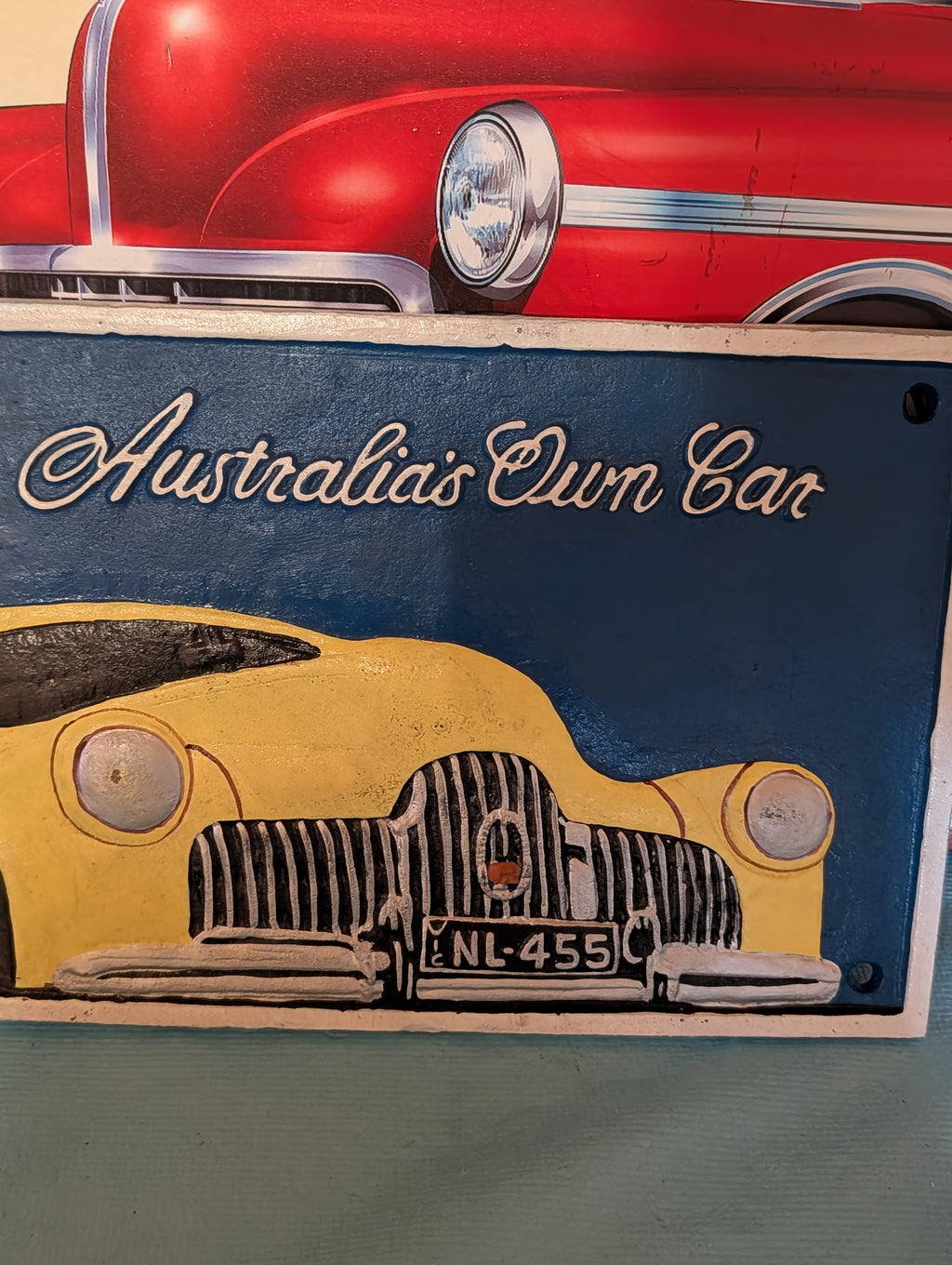 VINTAGE AUSTRALIESCHES AUTO GUSSEISEN SCHILD IM RETRO LOOK WAND KUNST