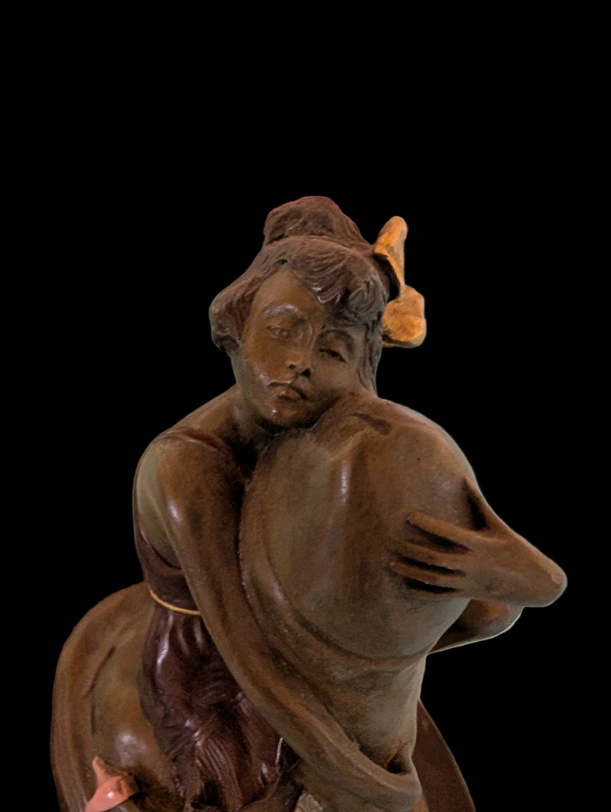 SUPERBE SCULPTURE ÉROTIQUE EN BRONZE D'UNE FEMME ÉTREIGNANT UN PHALLUS
