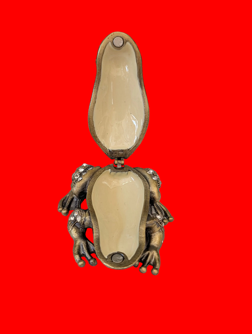 Pillendose Frosch – Emailierter Zinn, Länge 11 cm