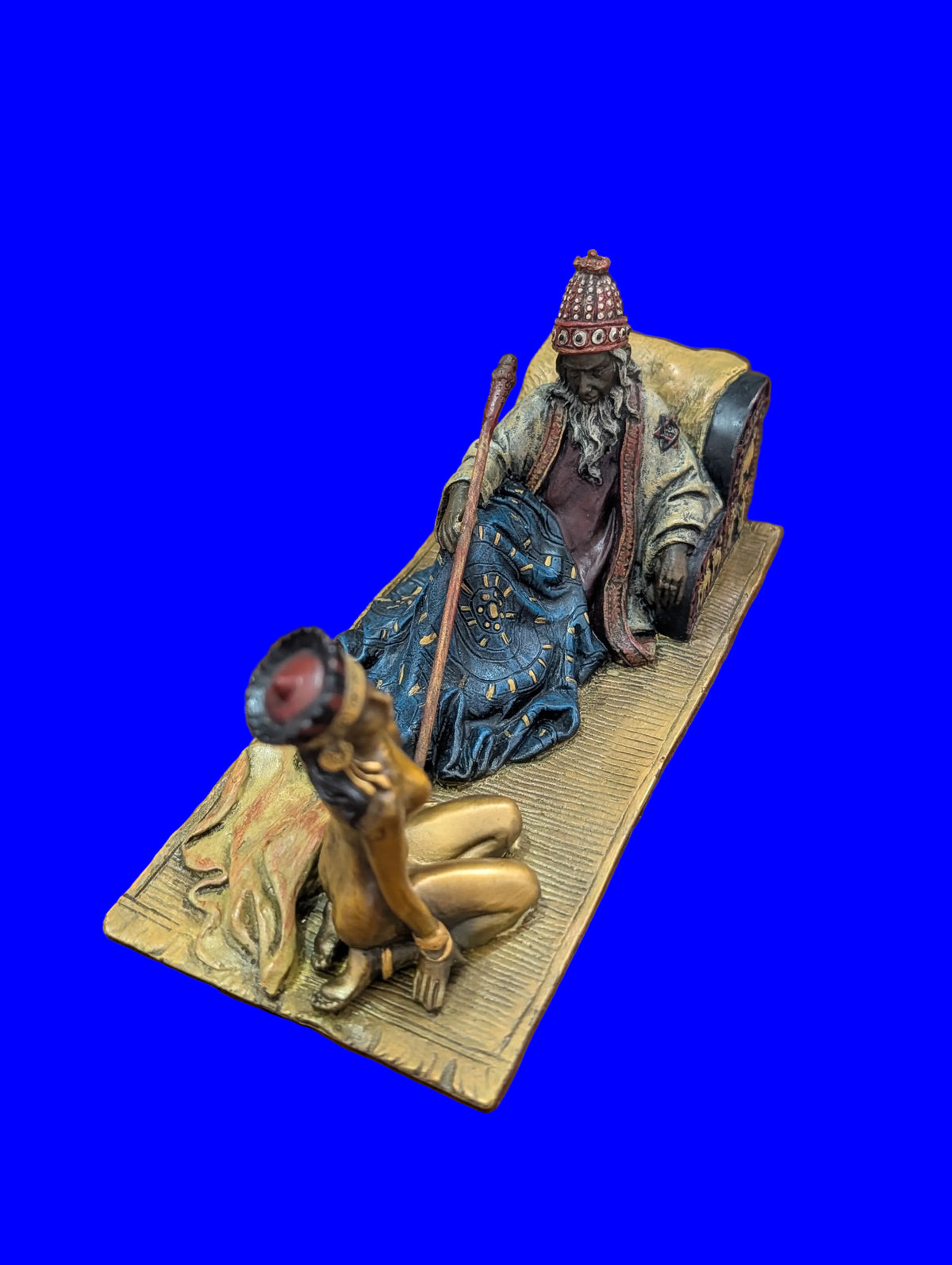Wiener Top Bronze Lady auf Stuhl Bewacht