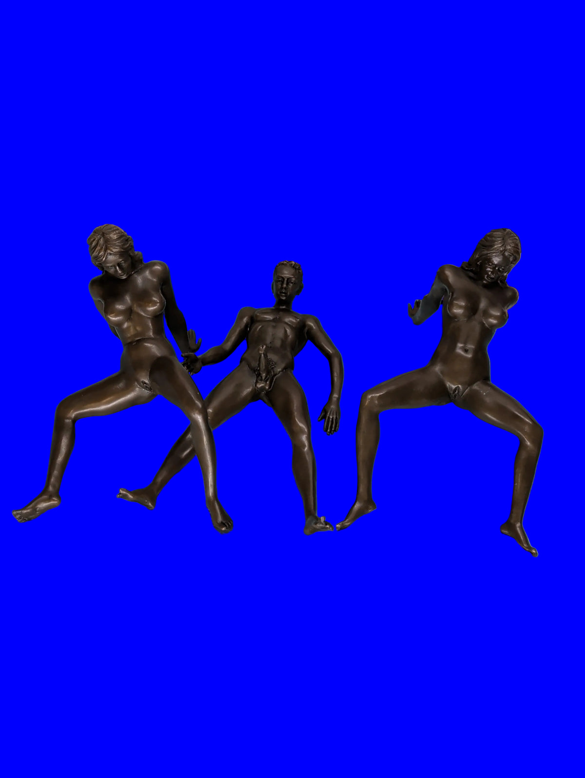 Moderne Bronzefigur Figurengruppe – Drei Personen, Liebhaberstück, Edles Sammlerobjekt