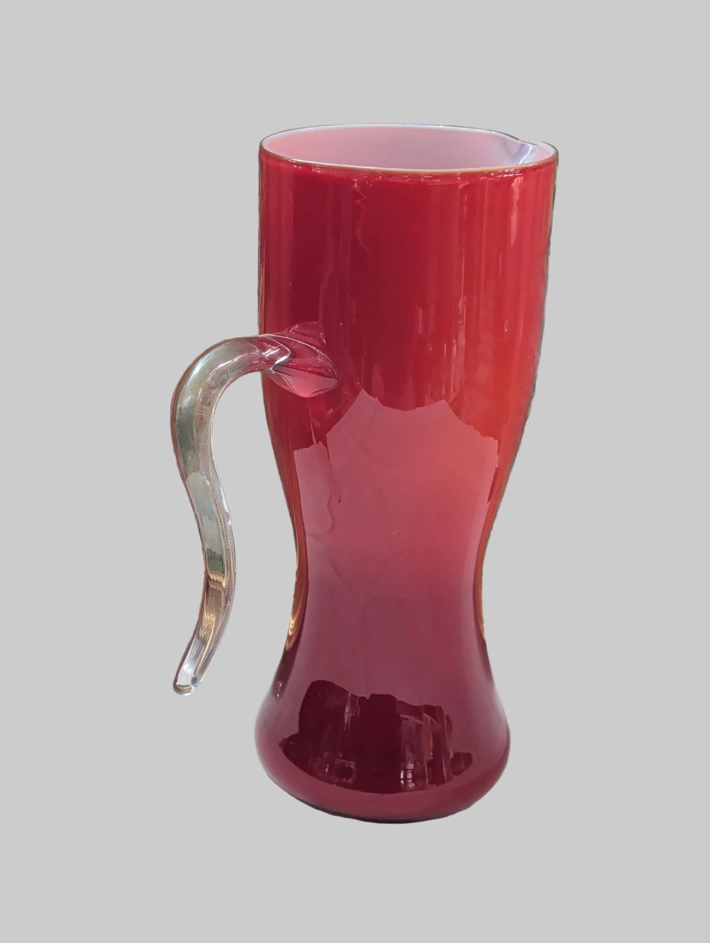 Roter Glaskrug 1 Liter – Vintage Dekorkrug 22 cm