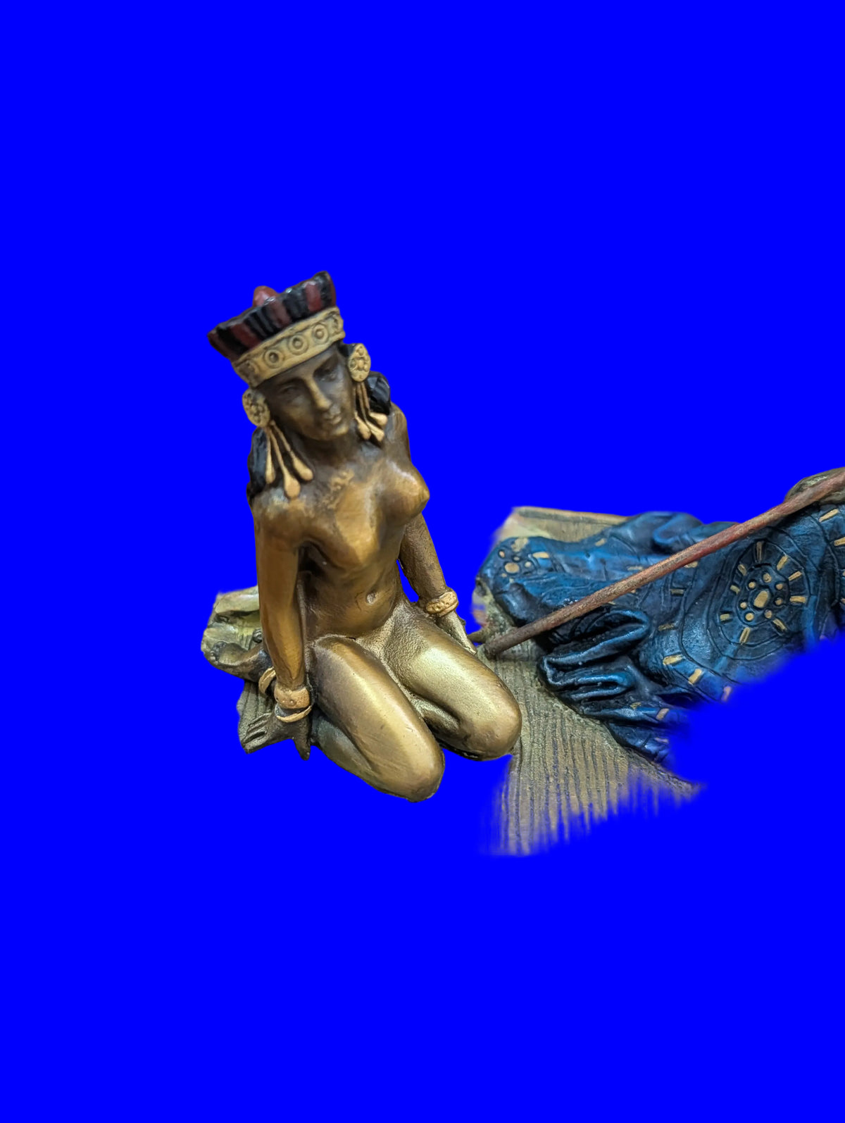 Wiener Top Bronze Lady auf Stuhl Bewacht