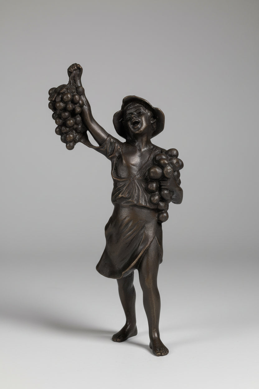 Schwingpendeluhr Jugendstil – Dame mit Traube, Funktionsfähig, 38 cm