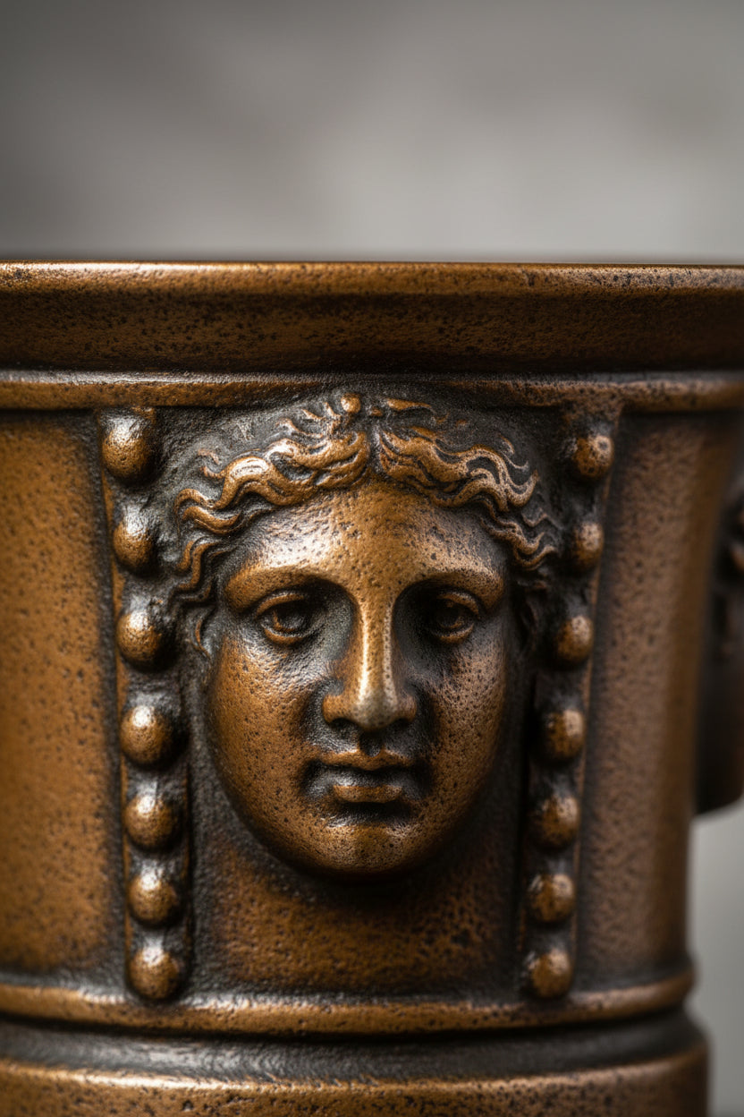 Riesiger Bronze-Mörser mit Original-Stössel – Antikes Sammlerstück