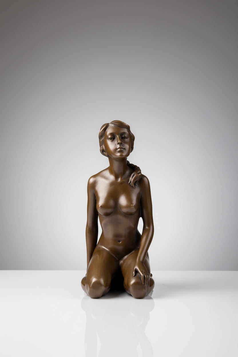 Bronzefigur Lady präsentiert ihre Schönheit – Top Skulptur, Sammlerstück