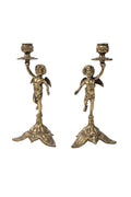 Antikes Paar Bronze Kerzenhalter – Junge Engel – Höhe 25 cm