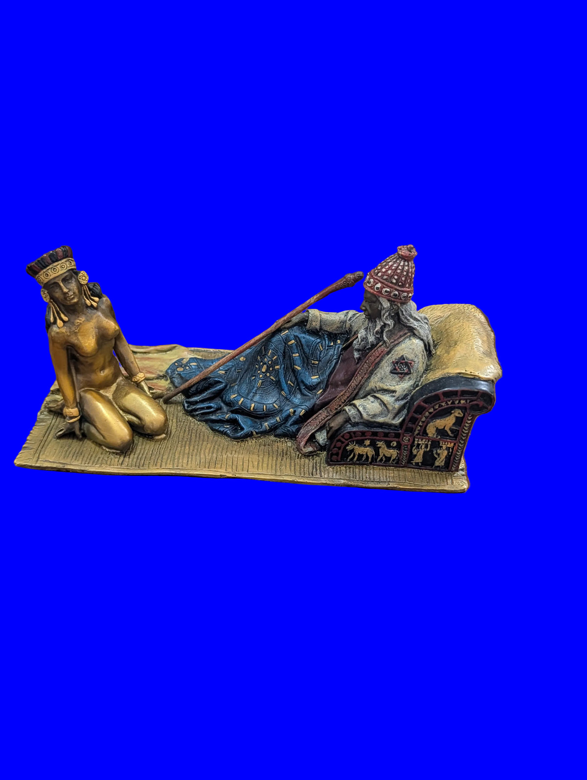 Wiener Top Bronze Lady auf Stuhl Bewacht