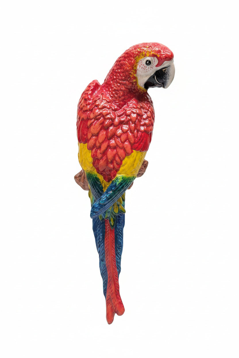Gusseisen Papageien-Figuren – Gelbbrustara & Dunkelroter Ara, 37 cm, Innen & Aussen