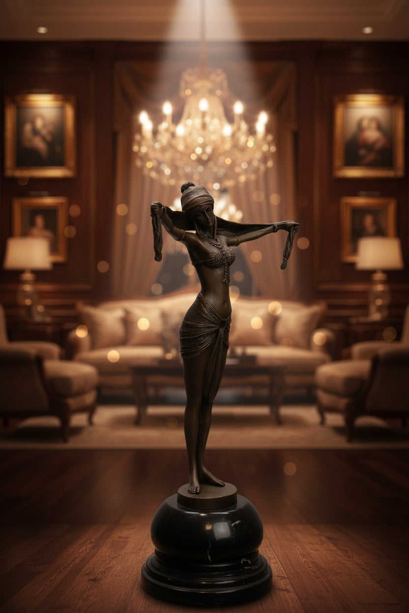 Lässige Bronzefigur, signiert – 42 cm, 100% Bronze