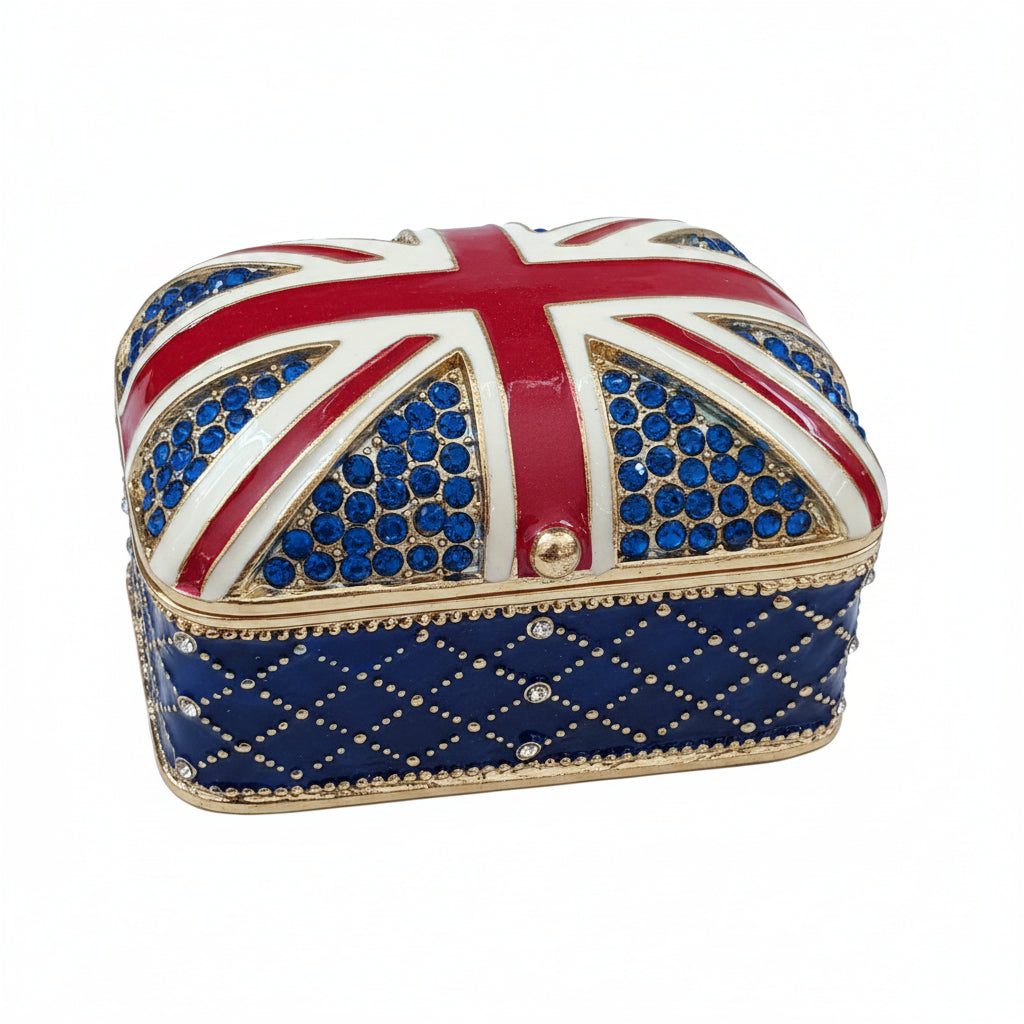 Vintage Emaillierte Union Jack Schmuckdose – Britisches Design, Liebhaberstück
